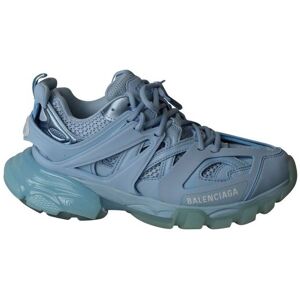 Balenciaga Pre-Owned Womens Clear Sole Track Sneakers In Light Blue Polyurethane - Size Uk 5