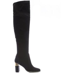 Moda In Pelle Womens 'Valentinne' Black Alcantara Over The Knee Boots Faux Leather - Size Eu 40