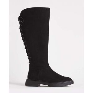 Simply Lace Up Back Knee Boots Wide SC Black 8 female