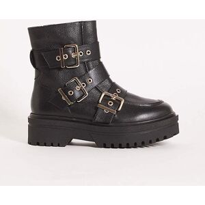 Simply Be 3 Strap Buckle Ankle Boots Wide Black 6 Female