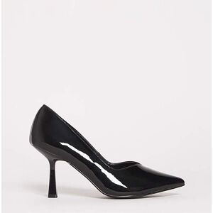 Simply Sweetheart Cut Heeled Shoes Ex Wide Black Patent 6 female