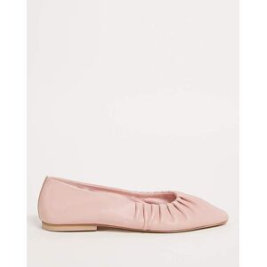 Simply Be Ruched Square Toe Ballerina Shoes Wide Pink 5 Female