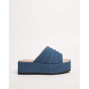 Simply Be Quilted Flatform Sandals Wide Fit Denim 7 Female