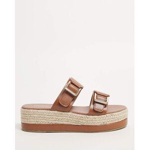 Simply Be Buckle Two Strap Mule Espadrille Wide Tan 8 Female