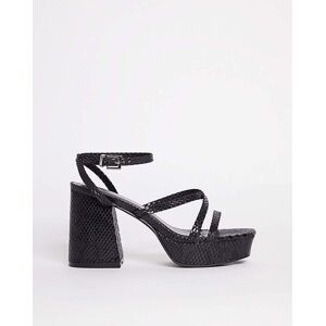 Simply Be Strappy Platform Heeled Sandals Exwide Black 5 Female