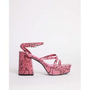 Simply Be Strappy Platform Heeled Sandals Exwide Pink 5 Female