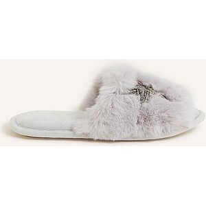 Accessorize Faux Fur Planet Slippers Grey LARGE female