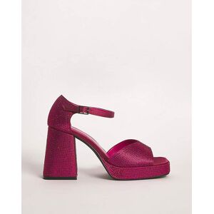 Simply Be Diamante Platform Heeled Sandals Wide Pink 5 Female