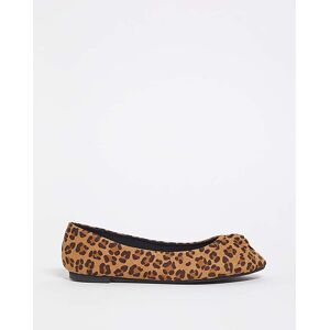 Simply Twist Front Ballerina Shoes Ex Wide Fit TAN Leopard 8 female