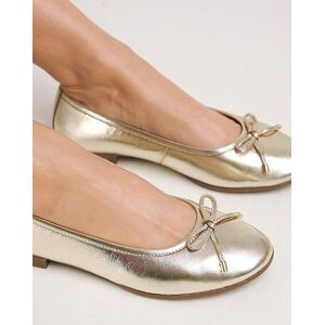 JD Williams Basic Leather Ballerina EEE Fit Gold 5 female
