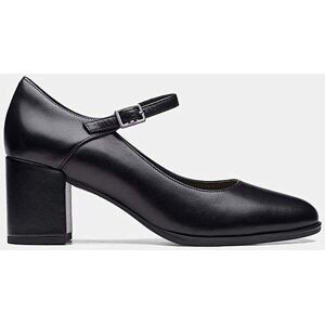 Clarks Freva55 Strap Court Shoe Wide Fit Black/Leather 7 female