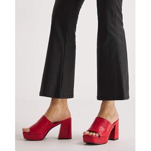 Simply Be Platform Mule Sandals Wide Red 7 Female
