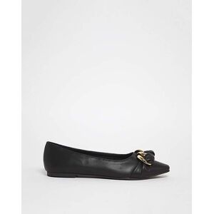 Simply Be Hardware Ballerina Shoes Ex Wide Black Pu 5 Female