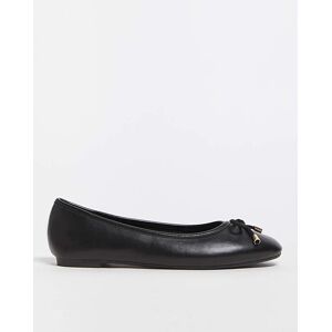 Simply Classic Flat Ballerina Shoes Ex Wide Fit Black PU 9 female