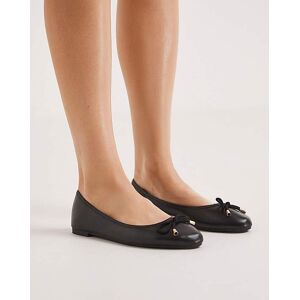 Simply Classic Flat Ballerina Shoes Wide Fit Black PU 6 female