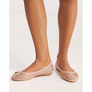 Simply Diamante Ballerina Flat Shoes Wide Rose Gold 8 female