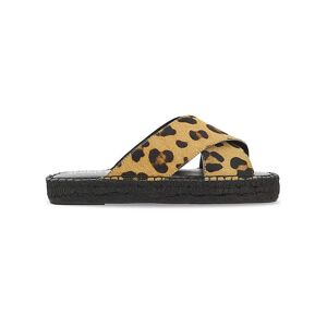 Simply Be Monika Mule Leather Sandals Wide Fit Leopard 39 Female