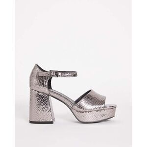 Simply Be Classic Platform Heeled Sandals Ex Wide Pewter 8 Female