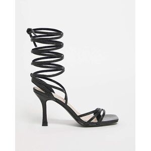 Simply Be Ankle Tie Heeled Sandals Ex Wide Black 4 Female