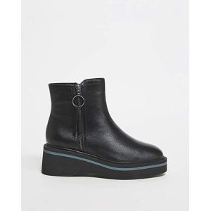 Simply Be Flatform Zip Ankle Boots Ex Wide Black 8 Female