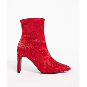 Simply Be Embellished Heeled Ankle Boots Wide Red 6 Female