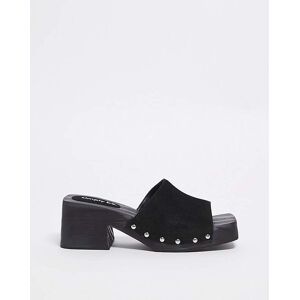 Simply Be Suede Square Toe Clog Sandals Wide Black 5 Female