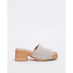 Simply Be Suede Square Toe Clog Sandals Wide Taupe 6 Female