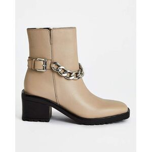 Simply Be Chain Heeled Ankle Boots Ex Wide Fit Stone 7 Female