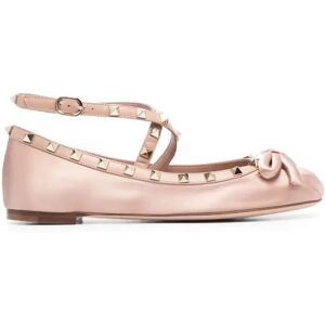 Valentino Garavani , Rose Pink Rockstud Satin Ballerina Shoes ,Pink female, Sizes: 6 UK, 3 UK, 8 UK, 3 1/2 UK, 4 1/2 UK