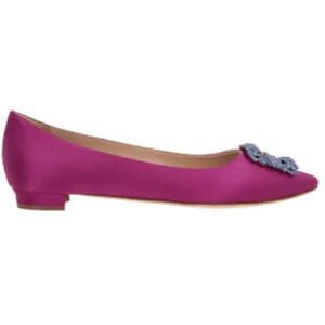 Manolo Blahnik , Silk Satin Dark Pink Jewel Buckle Ballerina Shoes ,Pink female, Sizes: 4 1/2 UK, 3 1/2 UK, 3 UK