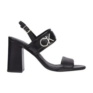 Calvin Klein , Black Leather Block Sandals ,Black female, Sizes: 5 UK, 6 UK, 8 UK, 3 UK
