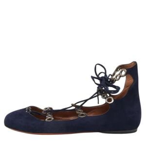 Alaïa Pre-owned , Pre-owned Suede flats ,Blue female, Sizes: 4 UK
