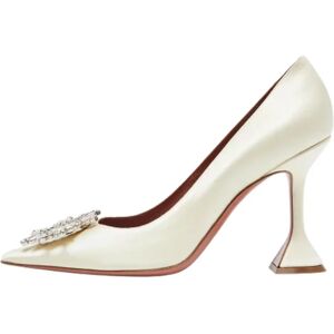 Amina Muaddi Pre-owned , Pre-owned Satin heels ,White female, Sizes: 6 UK