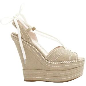 Miu Miu Pre-owned , Pre-owned Canvas heels ,Beige female, Sizes: 3 1/2 UK