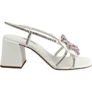 Miu Miu , Leather Heels Shoes - Style 5X533Dlxn ,White female, Sizes: 2 1/2 UK