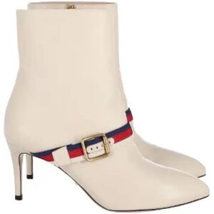 Gucci Vintage , Sylvie Ankle Boot - Pre-owned Leather, Ecru ,Beige female, Sizes: 5 UK