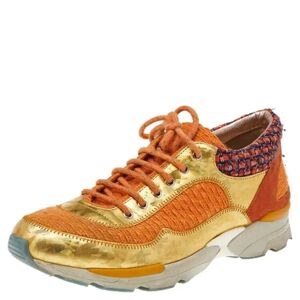 Chanel Vintage , Pre-owned Leather sneakers ,Orange female, Sizes: 5 UK
