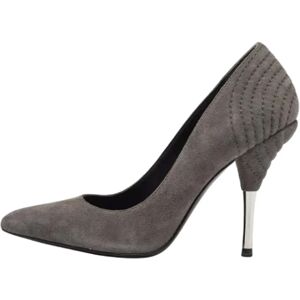 Balmain Pre-owned , Pre-owned Suede heels ,Gray female, Sizes: 2 UK