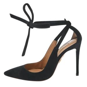 Aquazzura Pre-owned , Pre-owned Suede heels ,Black female, Sizes: 2 1/2 UK
