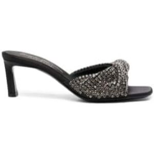 Sergio Rossi , Crystal-Embellished Heel Mules ,Black female, Sizes: 3 UK