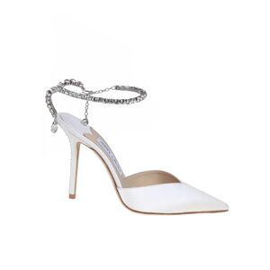 Jimmy Choo , Crystal Embellished Satin Slingback Pumps ,White female, Sizes: 4 UK, 3 UK, 5 UK, 4 1/2 UK