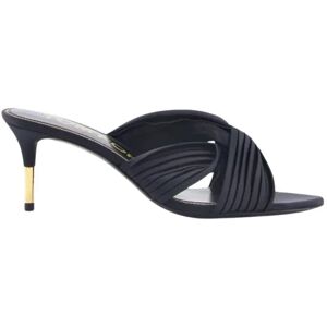 Tom Ford , Black Pleated Satin Mid-Heel Mules ,Black female, Sizes: 7 UK, 3 UK, 6 UK