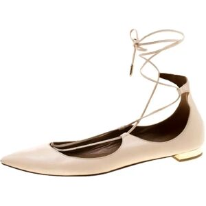 Aquazzura Pre-owned , Pre-owned Leather flats ,Beige female, Sizes: 4 UK