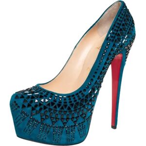 Christian Louboutin Pre-owned , Pre-owned Suede heels ,Blue female, Sizes: 6 UK