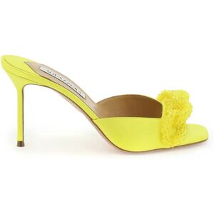 Aquazzura , Elegant Heeled Mules ,Yellow female, Sizes: 4 UK