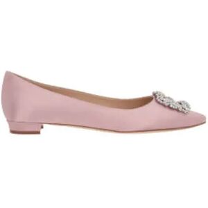 Manolo Blahnik , Silk Satin Pink Ballet Flats with Jewel Buckle ,Purple female, Sizes: 3 UK