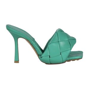 Bottega Veneta , Turquoise Leather Mule Sandals ,Green female, Sizes: 3 UK
