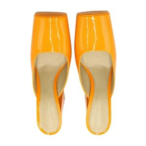 Bottega Veneta Vintage , Pre-owned Orange Leather Square Toe Block Heel Mules ,Orange female, Sizes: 6 UK