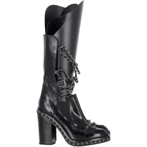 Chanel Vintage , Pre-owned Leather boots ,Black female, Sizes: 5 1/2 UK