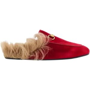 Gucci , Red Velvet Princetown Slipper ,Red female, Sizes: 4 UK